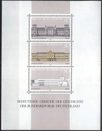 DEUTSCHLAND 1986 Mi-Nr. Block 20 ** MNH