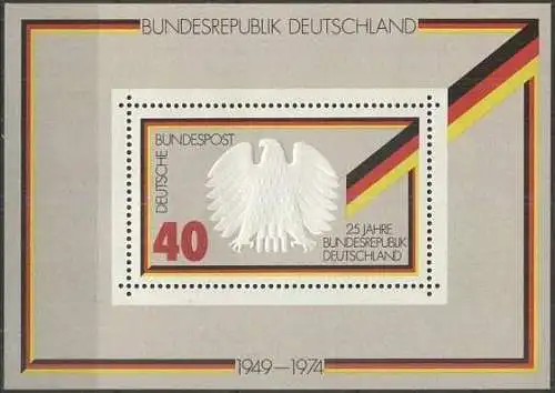 DEUTSCHLAND 1974 Mi-Nr. Block 10 ** MNH