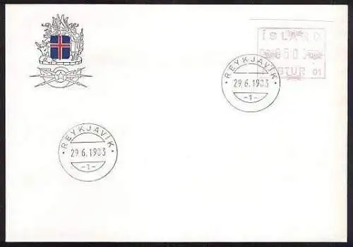 ISLAND 1983 Mi-Nr. Automatenmarken 1 FDC