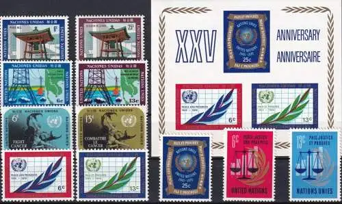 UNO NEW YORK 1970 Mi-Nr. 220-30 kompletter Jahrgang/complete year set ** MNH