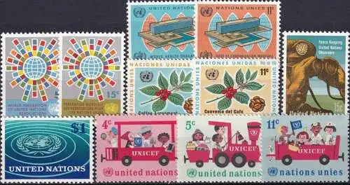 UNO NEW YORK 1966 Mi-Nr. 163-73 kompletter Jahrgang/complete year set ** MNH