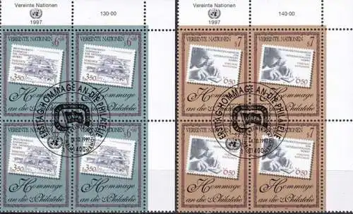 UNO WIEN 1997 Mi-Nr. 236/37 Eckrand-Viererblocks o used - aus Abo