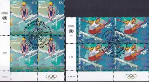 UNO WIEN 1996 Mi-Nr. 214/15 Eckrand-Viererblocks o used - aus Abo