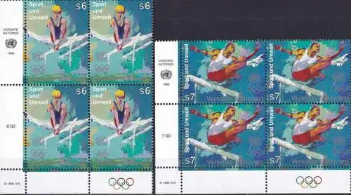 UNO WIEN 1996 Mi-Nr. 214/15 Eckrand-Viererblocks ** MNH