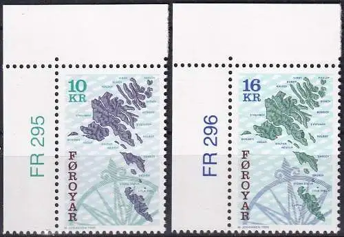 FÄRÖER 1996 Mi-Nr. 303/04 Eckrand ** MNH