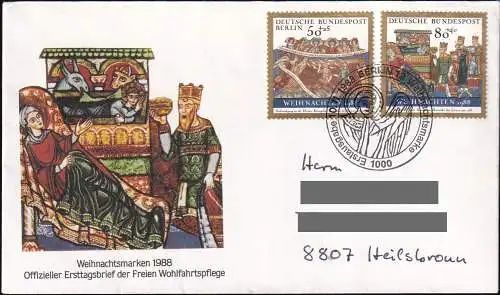 BERLIN 1988 Mi-Nr. 829 mit Deutschland Mi-Nr. 1396 FDC