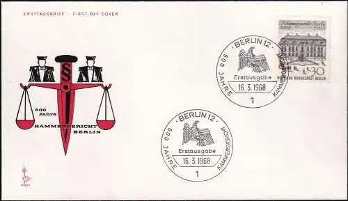 BERLIN 1968 Mi-Nr. 320 FDC