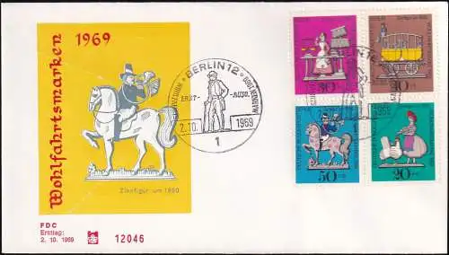BERLIN 1969 Mi-Nr. 348/51 FDC