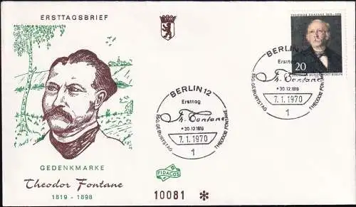 BERLIN 1970 Mi-Nr. 353 FDC