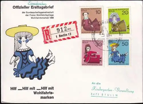 BERLIN 1968 Mi-Nr. 322/25 FDC Einschreiben