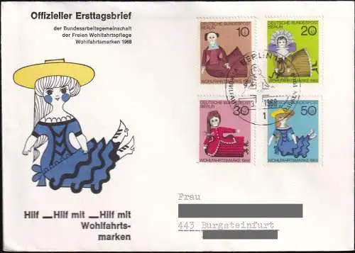 BERLIN 1968 Mi-Nr. 322/25 FDC Einschreiben