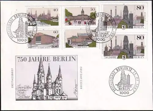 BERLIN 1987 Mi-Nr. 772/75 + 776 FDC