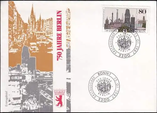 BERLIN 1987 Mi-Nr. 776 FDC