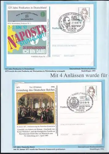 DEUTSCHLAND 1997 Belegmappe Naposta'97 Stuttgart mit 6 Ganzsachen/Briefen