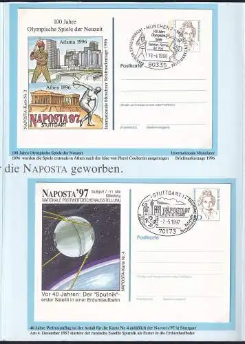 DEUTSCHLAND 1997 Belegmappe Naposta'97 Stuttgart mit 6 Ganzsachen/Briefen