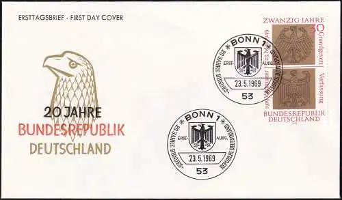 DEUTSCHLAND 1969 Mi-Nr. 585 FDC