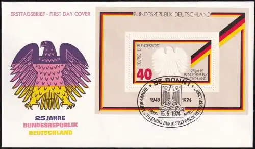 DEUTSCHLAND 1974 Mi-Nr. Block 10 FDC