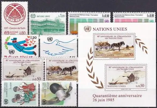 UNO GENF 1985 Mi-Nr. 127/136 kompletter Jahrgang/complete year set ** MNH