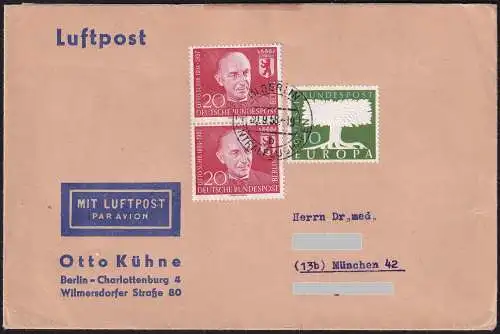 BERLIN 1958 Mi-Nr. 181 senkrechtes Paar auf Brief