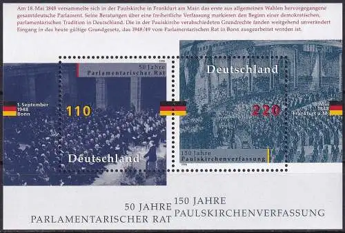 DEUTSCHLAND 1998 Mi-Nr. Block 43 ** MNH