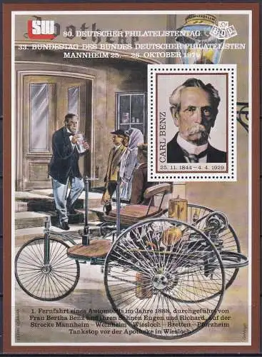 Carl Benz -  Nachdruck Vignette Deutscher Philatelistentag 1979