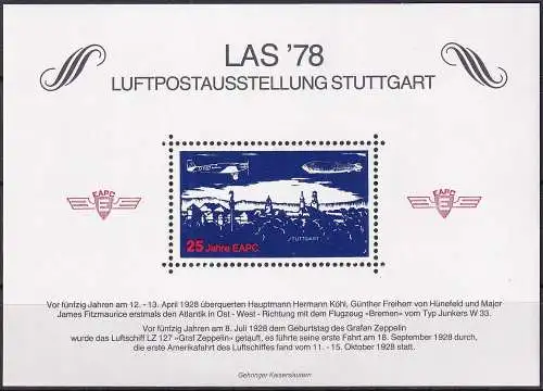 25 Jahre EAPC -  Nachdruck Vignette LAS'78 Luftpostausstellung Stuttgart