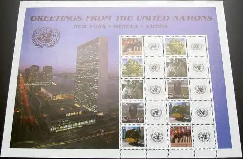 UNO NEW YORK 2006 Mi-Nr. 1010/14 Kleinbogen Grussmarken ** MNH