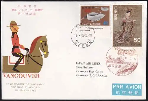 JAPAN 1969 JAL FIRST FLIGHT TOKYO - VANCOUVER