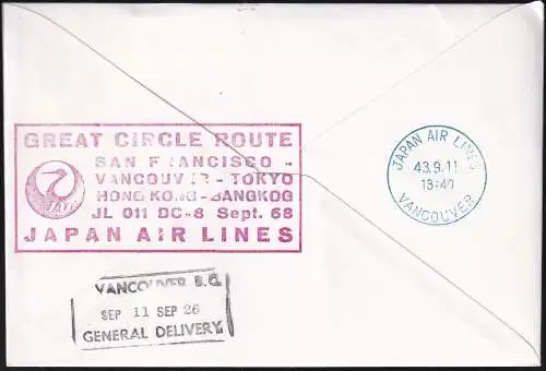 JAPAN 1969 JAL FIRST FLIGHT TOKYO - VANCOUVER