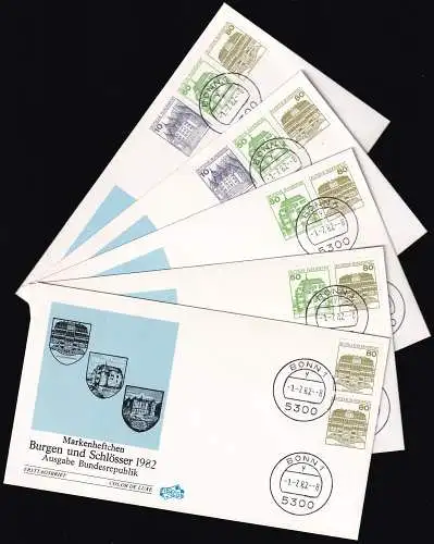 DEUTSCHLAND 1982 Mi-Nr. W75-W78 + 1140 CD aus HBL 29 / MH 24 FDC