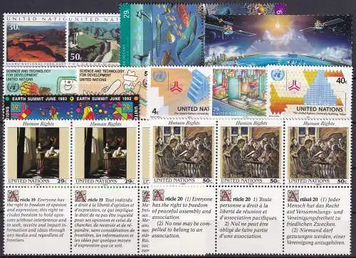 UNO NEW YORK 1992 Mi-Nr. 625-641 kompletter Jahrgang/complete year set ** MNH