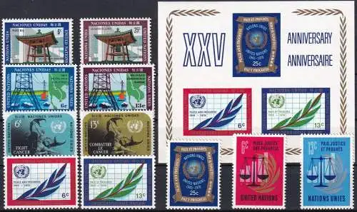 UNO NEW YORK 1970 Mi-Nr. 220-230 kompletter Jahrgang/complete year set ** MNH