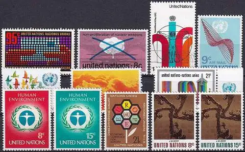 UNO NEW YORK 1972 Mi-Nr. 242-253 kompletter Jahrgang/complete year set ** MNH