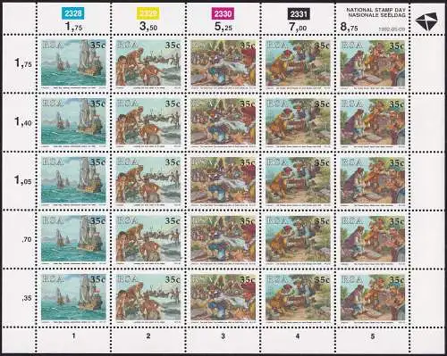 SÜDAFRIKA 1992 Mi-Nr. 834/38 Kleinbogen ** MNH