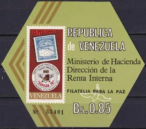 VENEZUELA 1970 Mi-Nr. Block 21 ** MNH