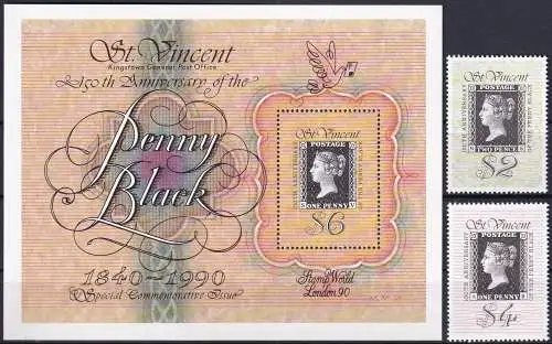 ST. VINCENT 1990 Mi-Nr. Block 96 + 1514/15 ** MNH