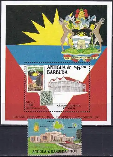 ANTIGUA und BARBUDA 1991 Mi-Nr. Block 216 + 1557 ** MNH