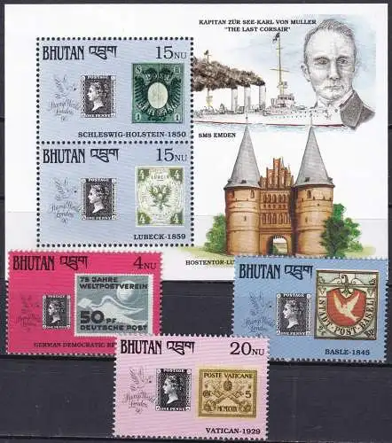 BHUTAN 1990 Mi-Nr. Block 287 + 1350 + 1352 + 1356 ** MNH