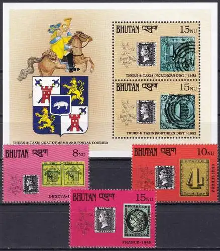 BHUTAN 1990 Mi-Nr. Block 288 + 1353/55 ** MNH