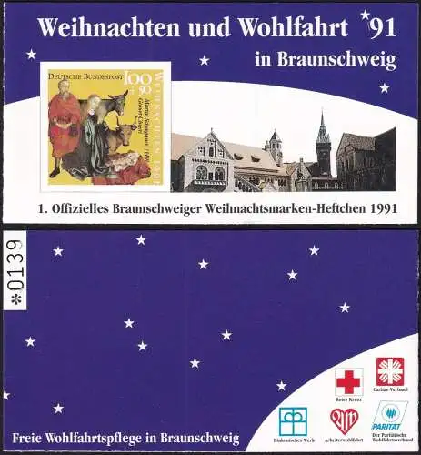 DEUTSCHLAND 1991 Mi-Nr. MH 1581 Markenheft/booklet ** MNH Weihnachten und Wohlfahrt