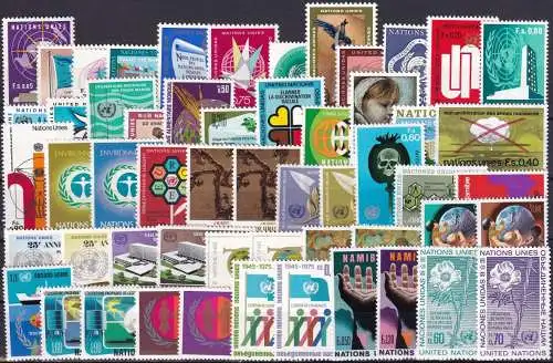 UNO GENF 1969-1985 Mi-Nr. 1 - 136 Sammlung komplette Jahrgänge / complete year sets ** MNH