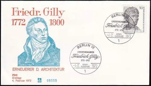 BERLIN 1972 Mi-Nr. 422 FDC