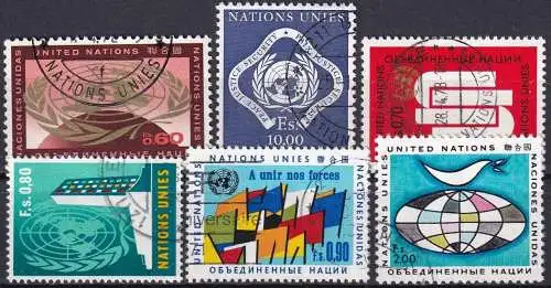 UNO GENF 1970 Mi-Nr. 9-14 kompletter Jahrgang/complete year set o used - aus Abo