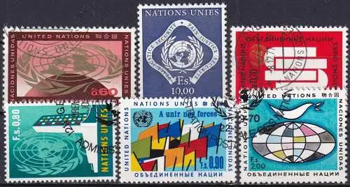 UNO GENF 1970 Mi-Nr. 9-14 kompletter Jahrgang/complete year set o used - aus Abo