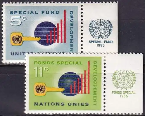 UNO NEW YORK 1965 Mi-Nr. 148/49 TAB ** MNH