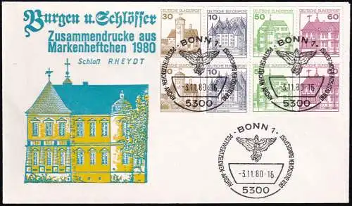 DEUTSCHLAND 1980 Mi-Nr. HBL 28 aus MH 23 Stempel Bonn FDC