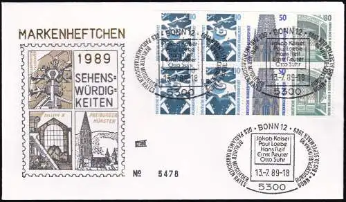 DEUTSCHLAND 1989 Mi-Nr. HBL 30 aus MH 25 FDC