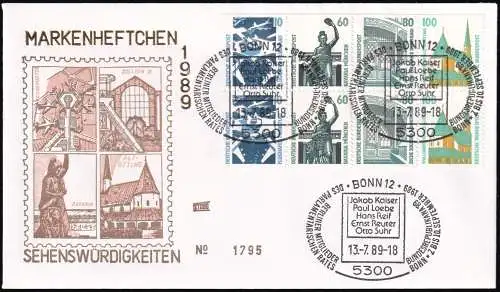 DEUTSCHLAND 1989 Mi-Nr. HBL 31 aus MH 26 FDC