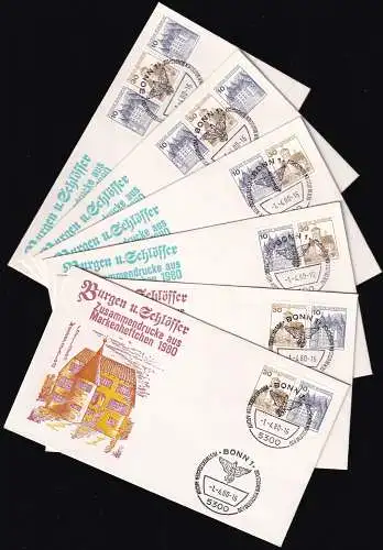 DEUTSCHLAND 1980 Mi-Nr. W61/70 + 913 CDI + 914 CDI + 1038 CDI aus MH 22 FDC