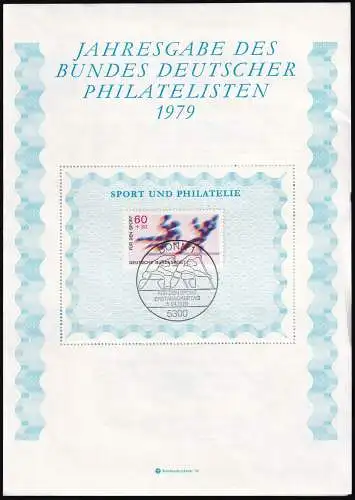 DEUTSCHLAND 1979 Mi-Nr. 1009 auf Jahresgabe des Bundes Deutscher Philatelisten